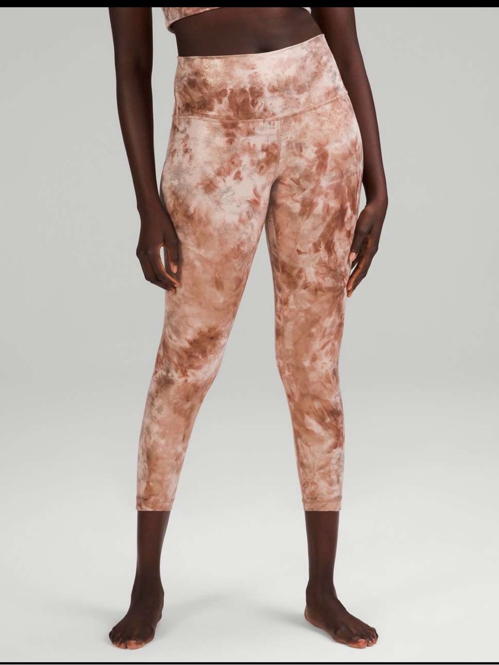 lululemon athletica Pink and Brown Tie-Dye Capri Leggings
